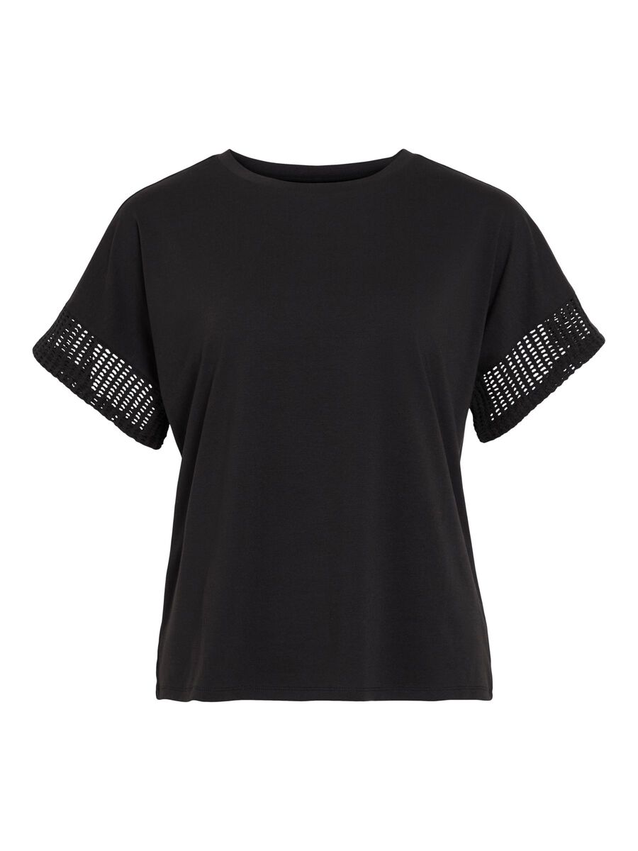 VILA VIZIMA ROUND NECK SHORT SLEEVED TOP, Black Beauty, highres - 14105249_BlackBeauty_001.jpg