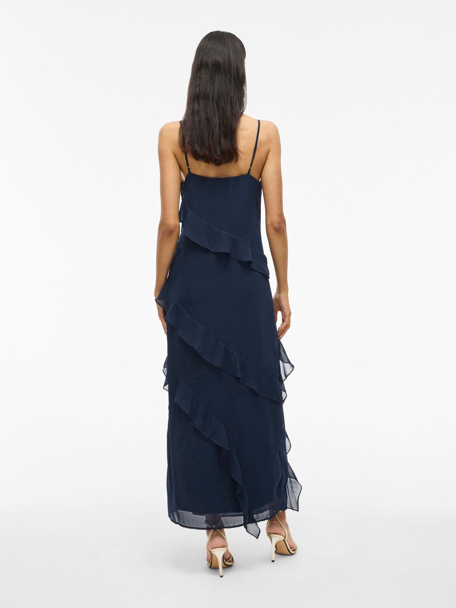 VILA VIROMAINE STRAP MAXI DRESS, Navy Blazer, highres - 14113927_NavyBlazer_004.jpg