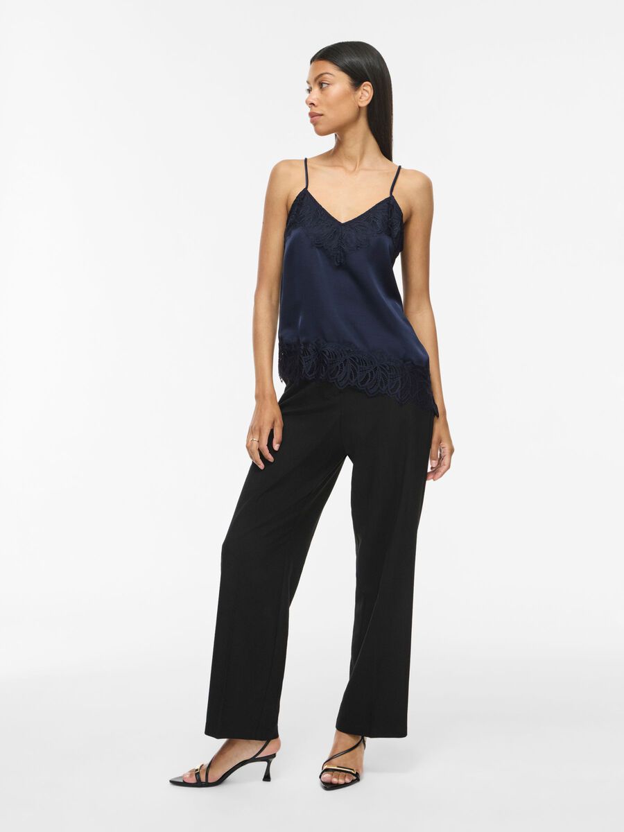 Carousel image - VILEA ASYMMETRIC LACE STRAP TOP, Navy Blazer | 4