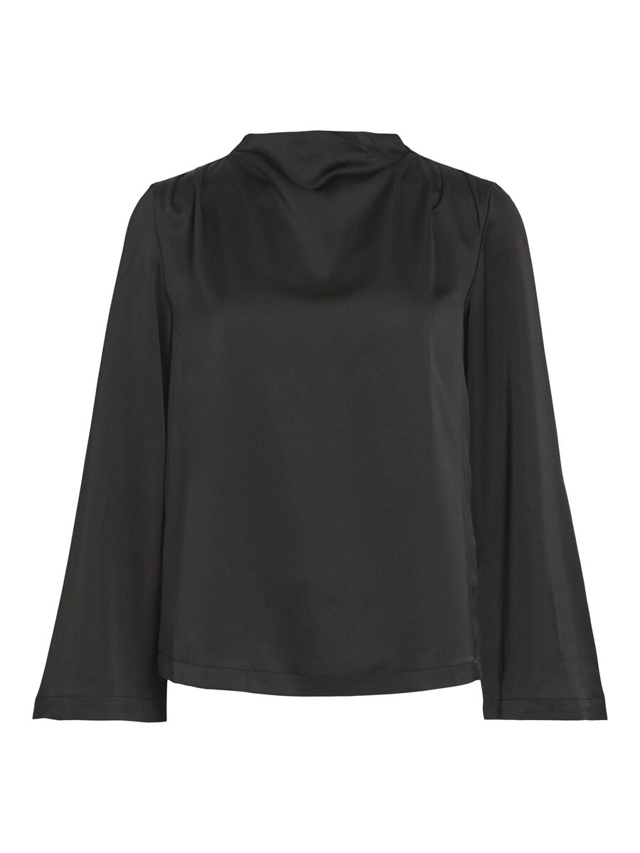 VILA HIGH NECK LONG SLEEVED TOP, Black Beauty, highres - 14102733_BlackBeauty_001.jpg