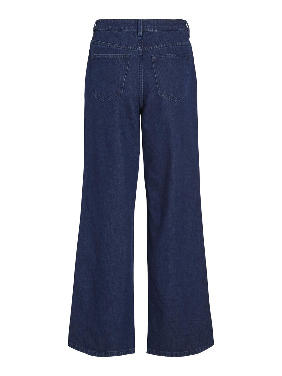 VILA KORKEAVYÖTÄRÖISET WIDE FIT -FARKUT, Dark Blue Denim, highres - 14106314_DarkBlueDenim_002.jpg