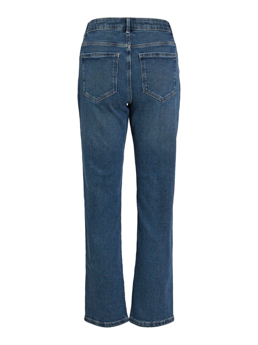 VILA VIALICE MID-WAIST STRAIGHT FIT JEANS, Medium Blue Denim, highres - 14108891_MediumBlueDenim_002.jpg