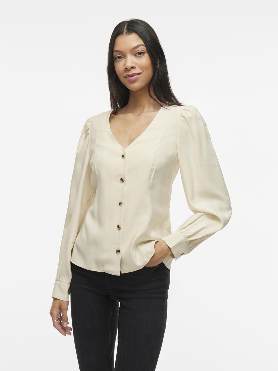 VILA V-NECK LONG SLEEVED TOP, Birch, highres - 14103853_Birch_003.jpg