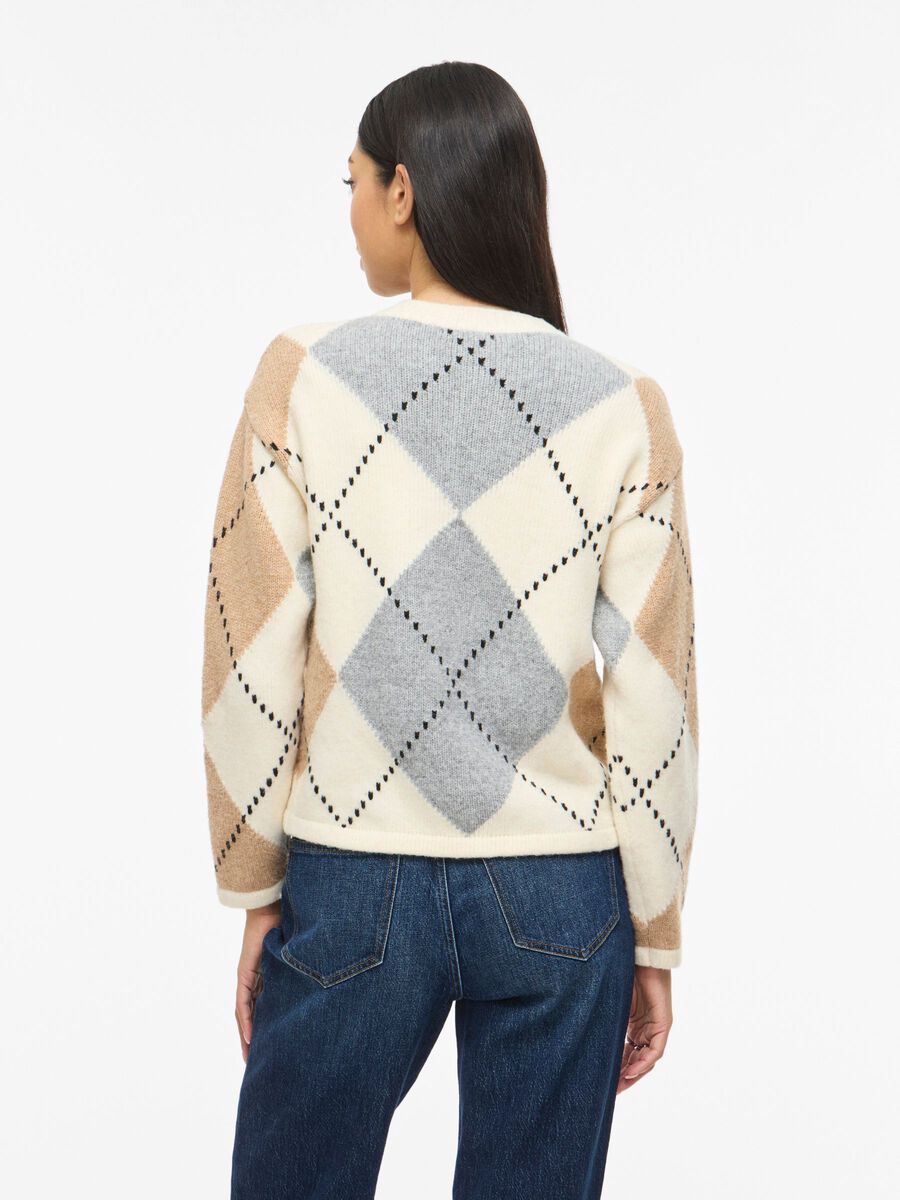 Product carousel image - VICHECK CHECKED KNITTED CARDIGAN, Cloud Dancer | 2