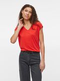 VILA VIMODALA V-NECK SHORT SLEEVED TOP, Aurora Red, highres - 14074847_AuroraRed_003.jpg