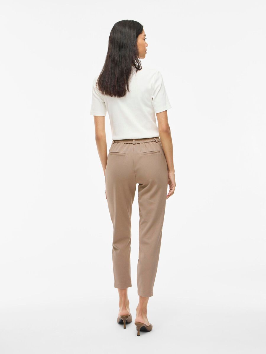 VILA VIVARONE SLIM FIT HØJTALJEDE BUKSER, Fungi, highres - 14087406_Fungi_004.jpg