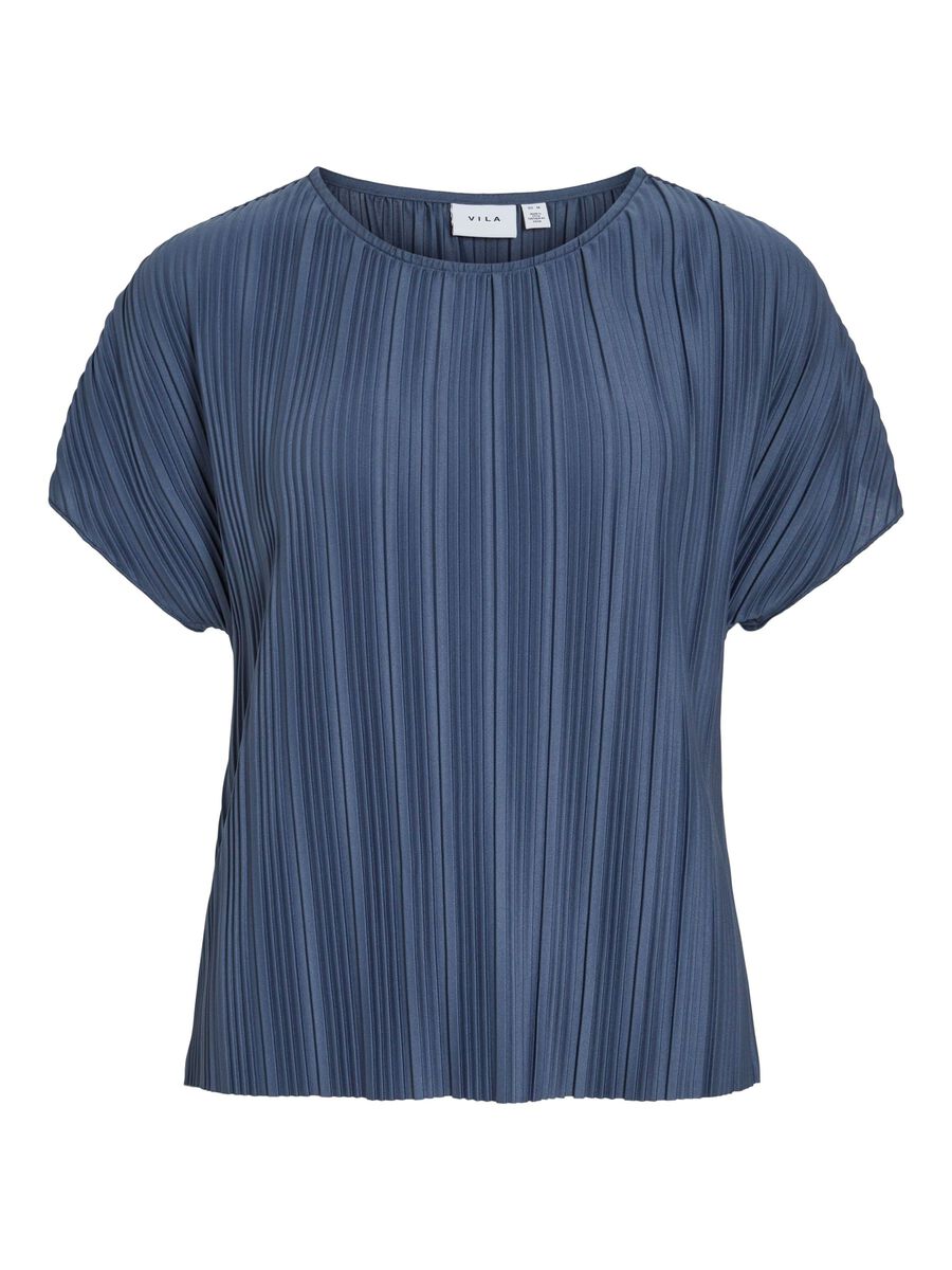 VILA VITAHLIA ROUND NECK CAP SLEEVE TOP, Vintage Indigo, highres - 14108026_VintageIndigo_001.jpg