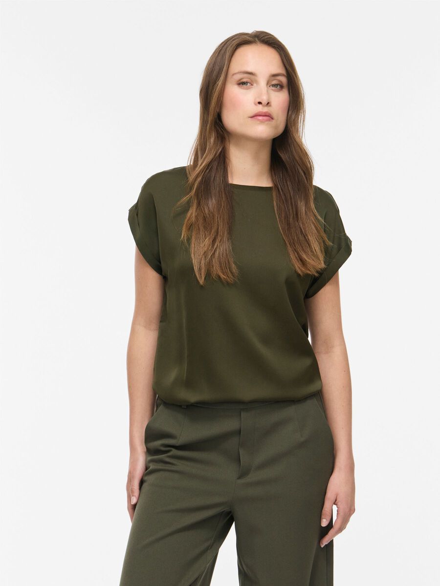 Carousel image - VIELLETTE SHORT SLEEVED TOP, Forest Night | 1