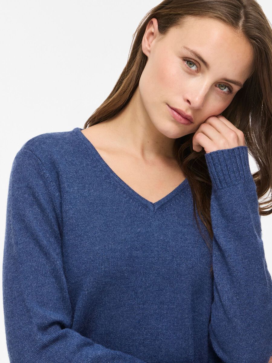 Carousel image - VIRIL V-NECK KNITTED PULLOVER, Navy Peony | 3