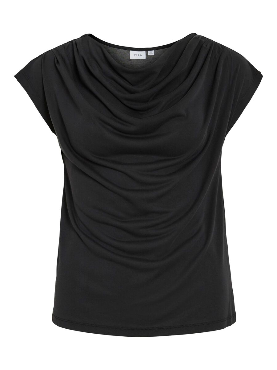 VILA VIMODALA WATERFALL CAP SLEEVE TOP, Black Beauty, highres - 14107641_BlackBeauty_001.jpg