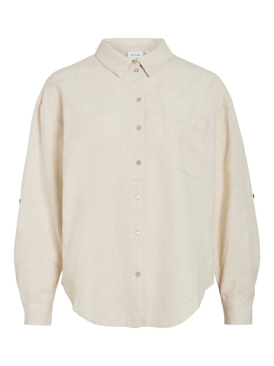 VILA LONG SLEEVED SHIRT, Super Light Natural Melan, highres - 14104796_SuperLightNaturalMelan_001.jpg