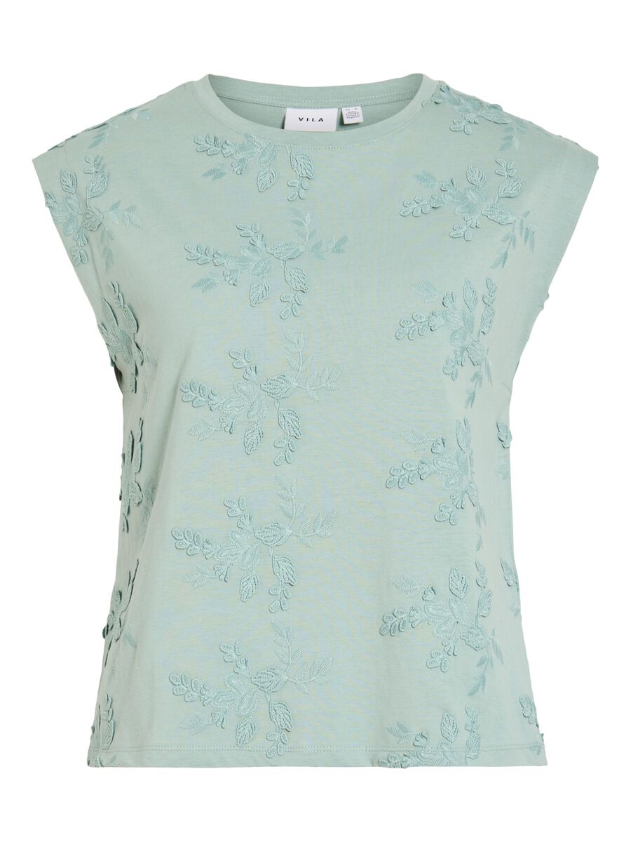 Product carousel image - RUND HALSUDSK&AElig;RING TOP UDEN &AElig;RMER, Blue Surf | 2