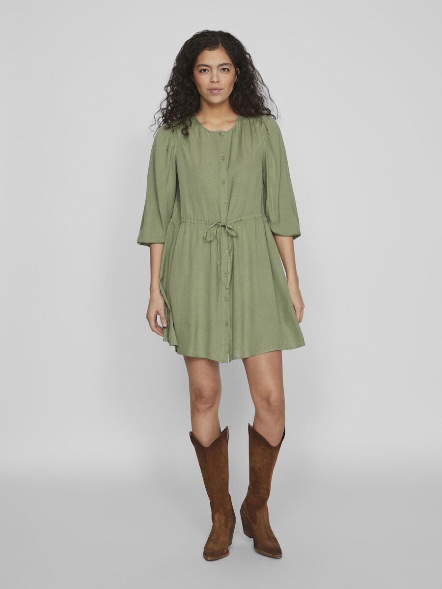 VILA TIE WAIST SHORT DRESS, Oil Green, highres - 14089611_OilGreen_003.jpg