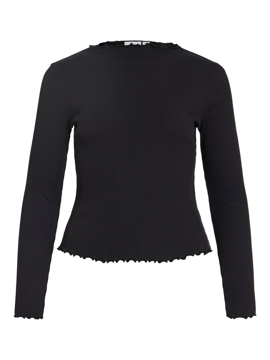 VILA HIGH NECK LONG SLEEVED TOP, Black, highres - 14109875_Black_001.jpg