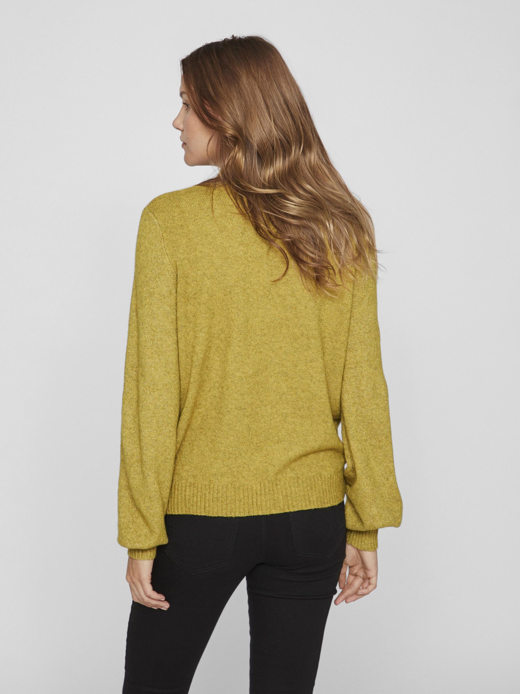 BALLOON SLEEVED KNITTED PULLOVER Yellow VILA