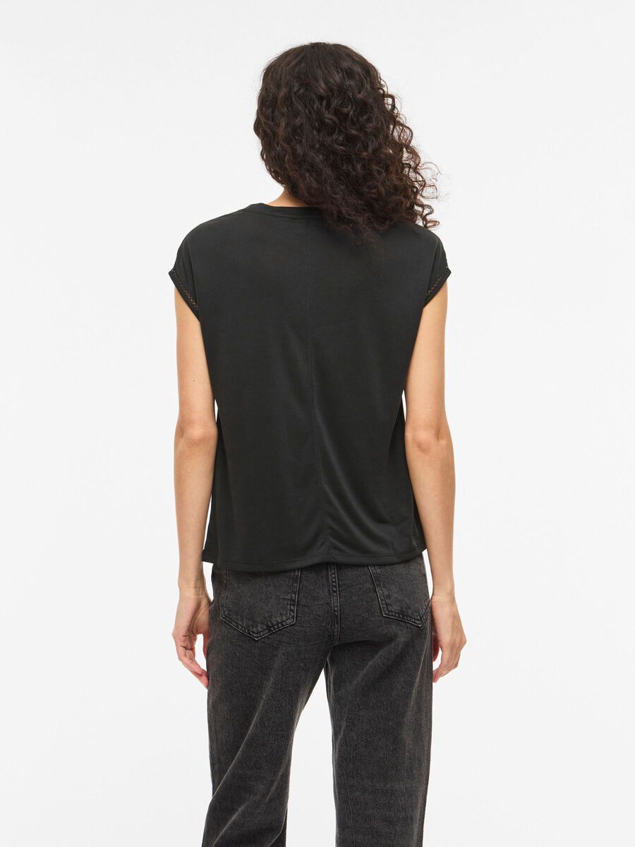 Product carousel image - VIMODALA - COL ROND TOP &Agrave; MANCHERONS, Black | 2