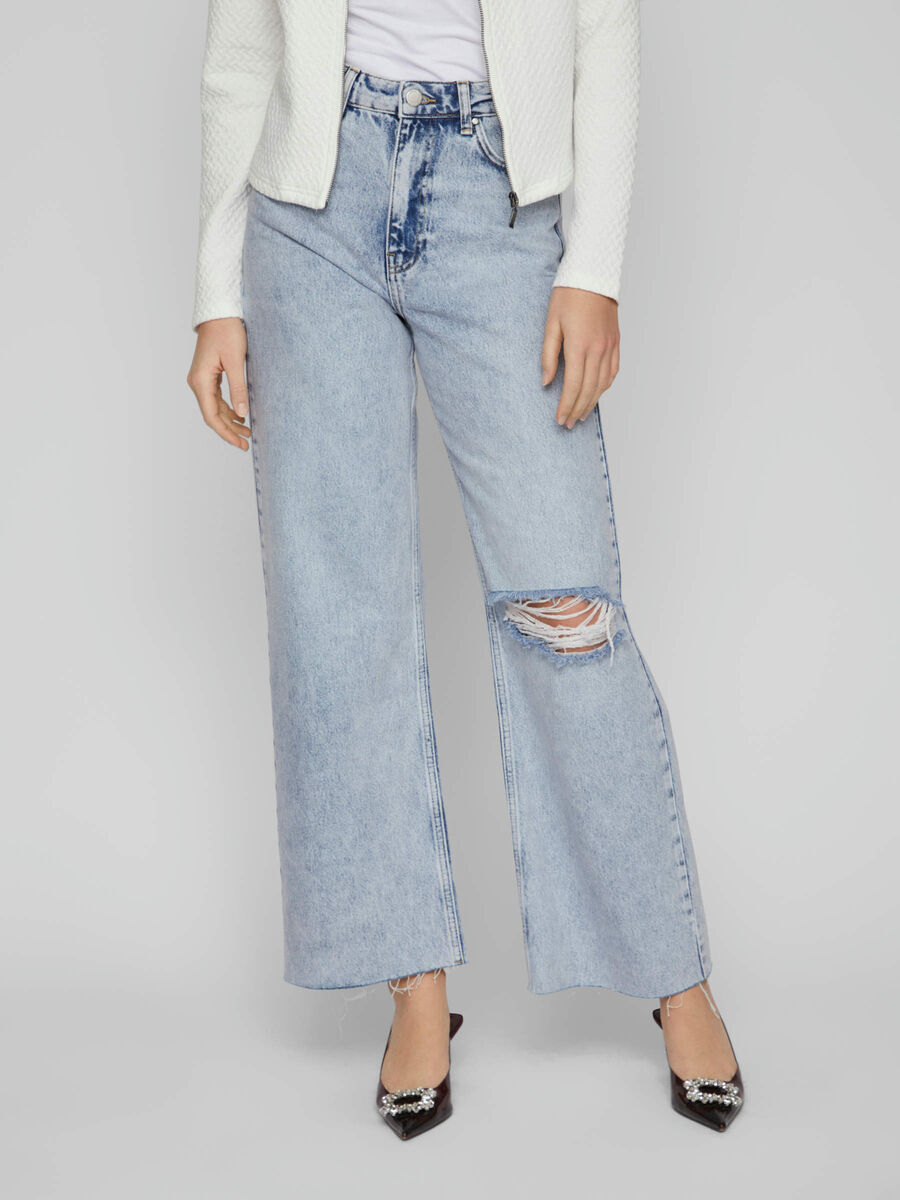 condoom Ru zaad HIGH-WAIST WIDE FIT JEANS (Blue) | Vila Online Shop