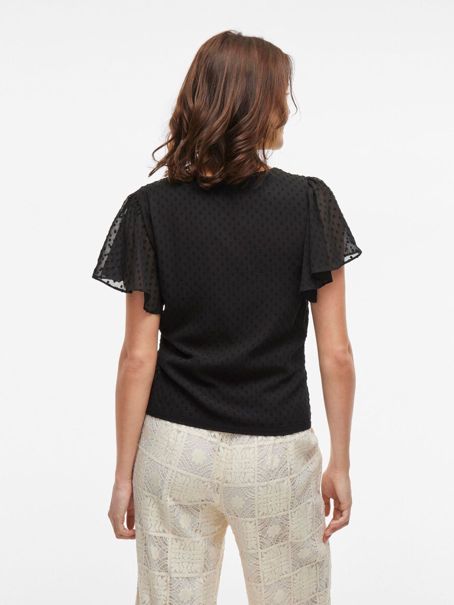 VILA V-NECK SHORT SLEEVED TOP, Black, highres - 14110022_Black_004.jpg