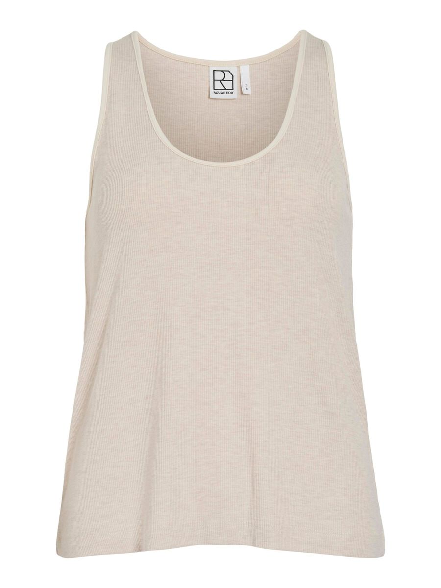 VILA RUND HALSUDSKÆRING TANKTOP, Super Light Natural Melan, highres - 14108420_SuperLightNaturalMelan_001.jpg