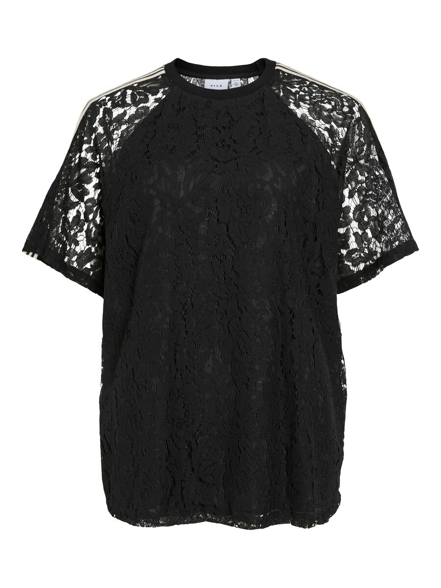 VILA VIOLINE SPETS T-SHIRT, Black, highres - 14114791_Black_001.jpg