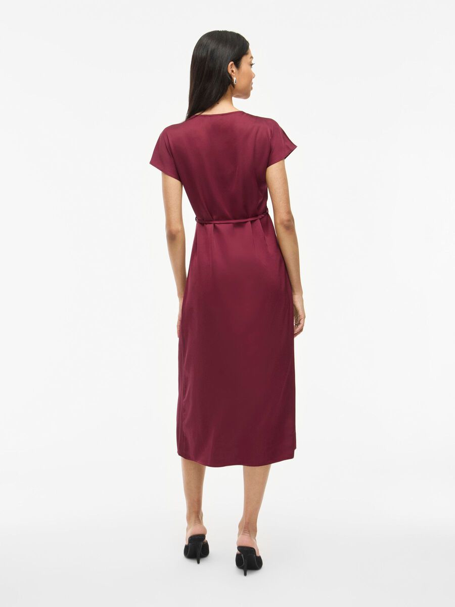 VILA VIELLETTE SHORT SLEEVED  MIDI DRESS, Cabernet, highres - 14111145_Cabernet_004.jpg