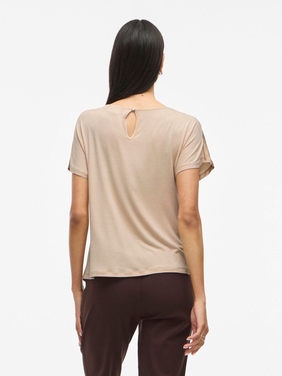 VILA VIELLETTE BOATNECK SHORT SLEEVED TOP, Cement, highres - 14110009_Cement_004.jpg