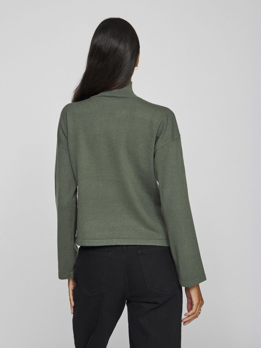 VILA HIGH NECK KNITTED PULLOVER, Laurel Wreath, highres - 14103680_LaurelWreath_004.jpg