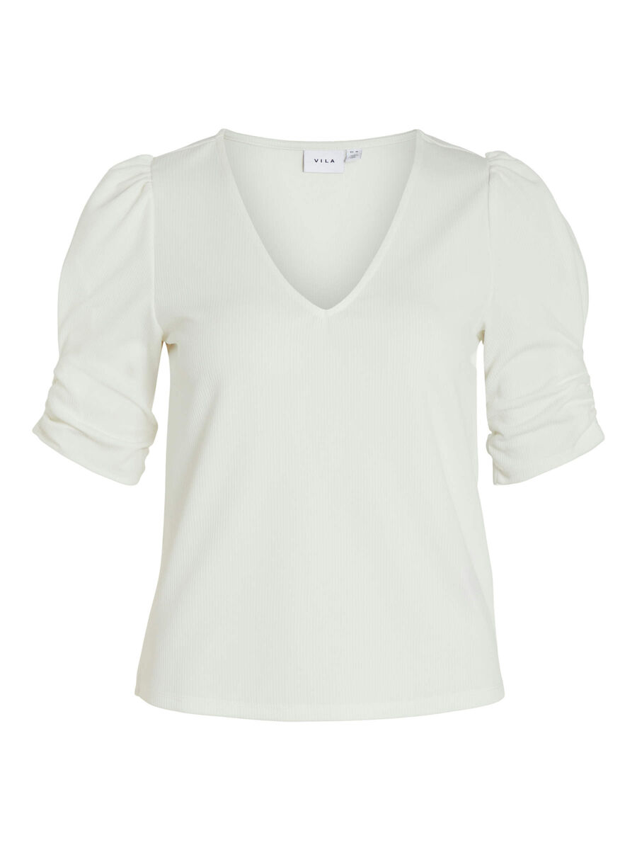 VILA Petite - Pufærmet Top Kvinder White