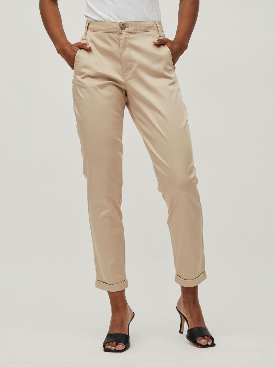 Vila CROPPED CHINO TROUSERS, Soft Camel, highres - 14050349_SoftCamel_003.jpg