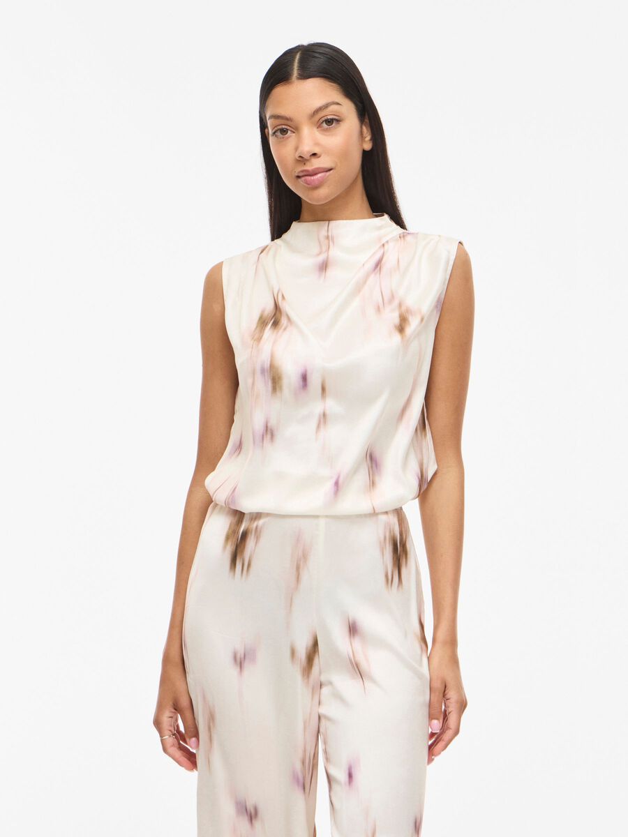 Product carousel image - VIALLIUM HIGH NECK SLEEVELESS TOP, Snow White | 1