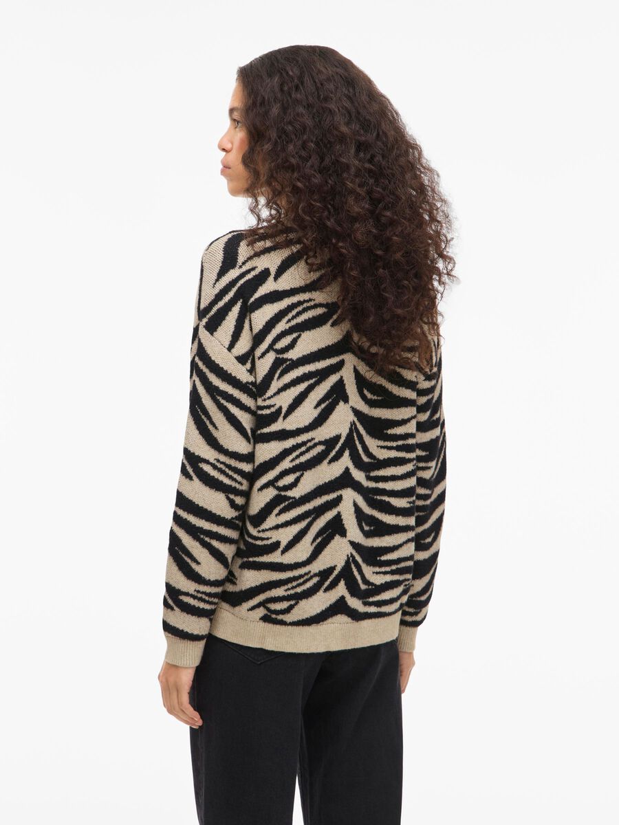Product carousel image - VIFEAMA JACQUARD  KNITTED PULLOVER, Black Beauty | 2
