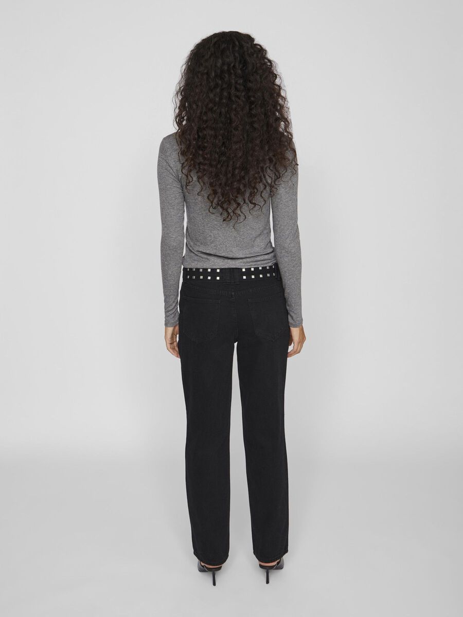 VILA BELTED TAPERED FIT JEANS, Meteorite, highres - 14100044_Meteorite_004.jpg