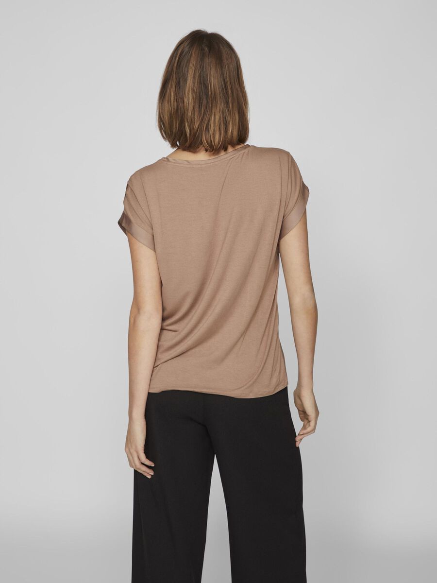 VILA VIELLETTE SHORT SLEEVED TOP, Portabella, highres - 14059563_Portabella_004.jpg