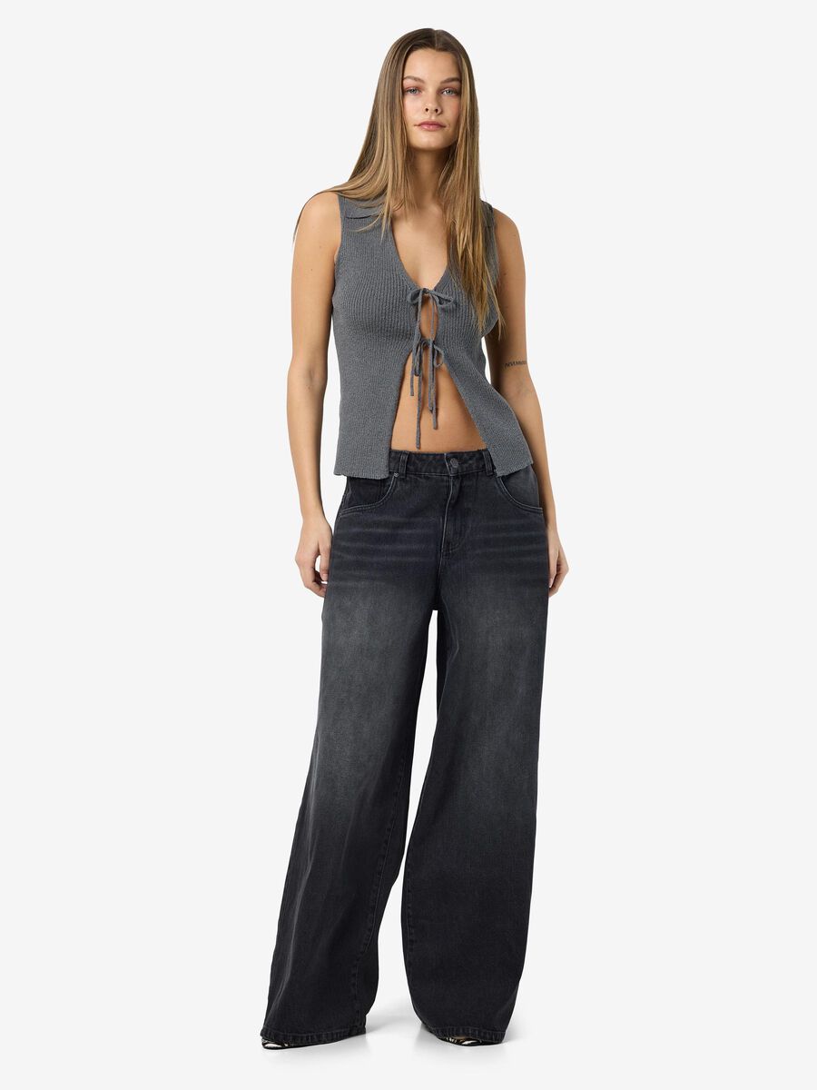 Noisy May TIE-FRONT KNITTED VEST, Charcoal Gray, highres - 27034650_CharcoalGray_004.jpg