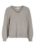 VILA V-NECK KNITTED PULLOVER, Natural Melange, highres - 14094217_NaturalMelange_001.jpg
