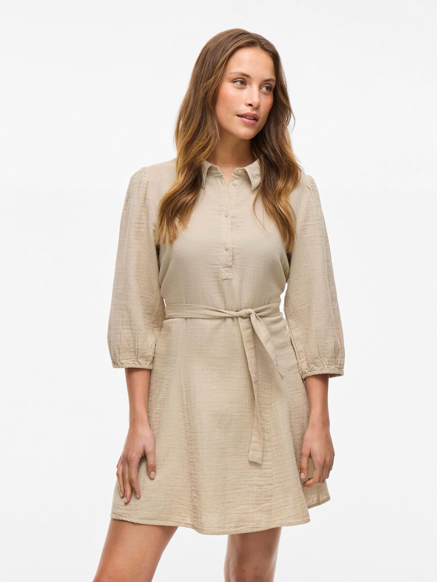 VILA VILANIA SHORT SHIRT DRESS, Feather Gray, highres - 14105431_FeatherGray_003.jpg