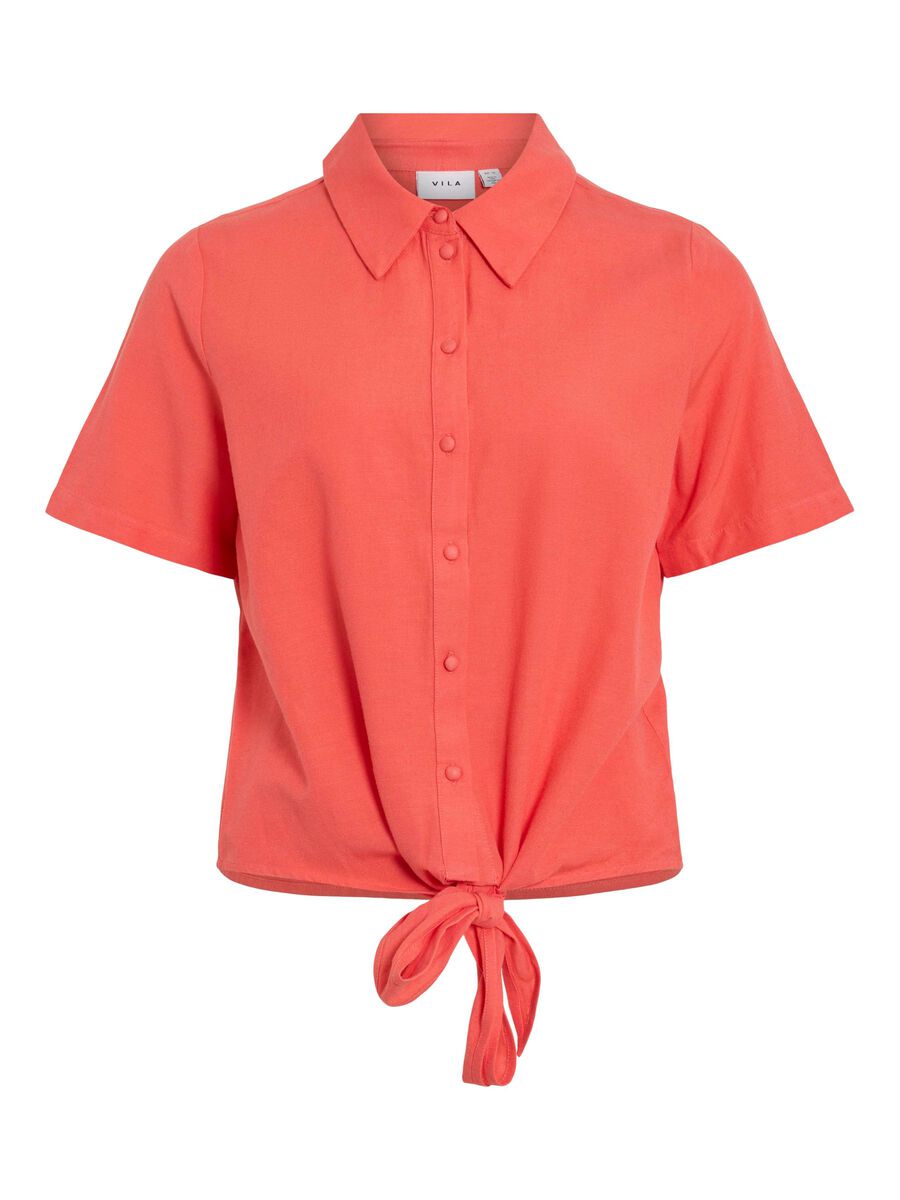VILA FRONT KNOT SHORT SLEEVED SHIRT, Dubarry, highres - 14096244_Dubarry_001.jpg