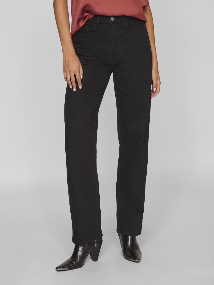 VILA VIKELLY DE CINTURA ALTA JEANS STRAIGHT FIT, Black Denim, highres - 14084730_BlackDenim_1130246_003.jpg