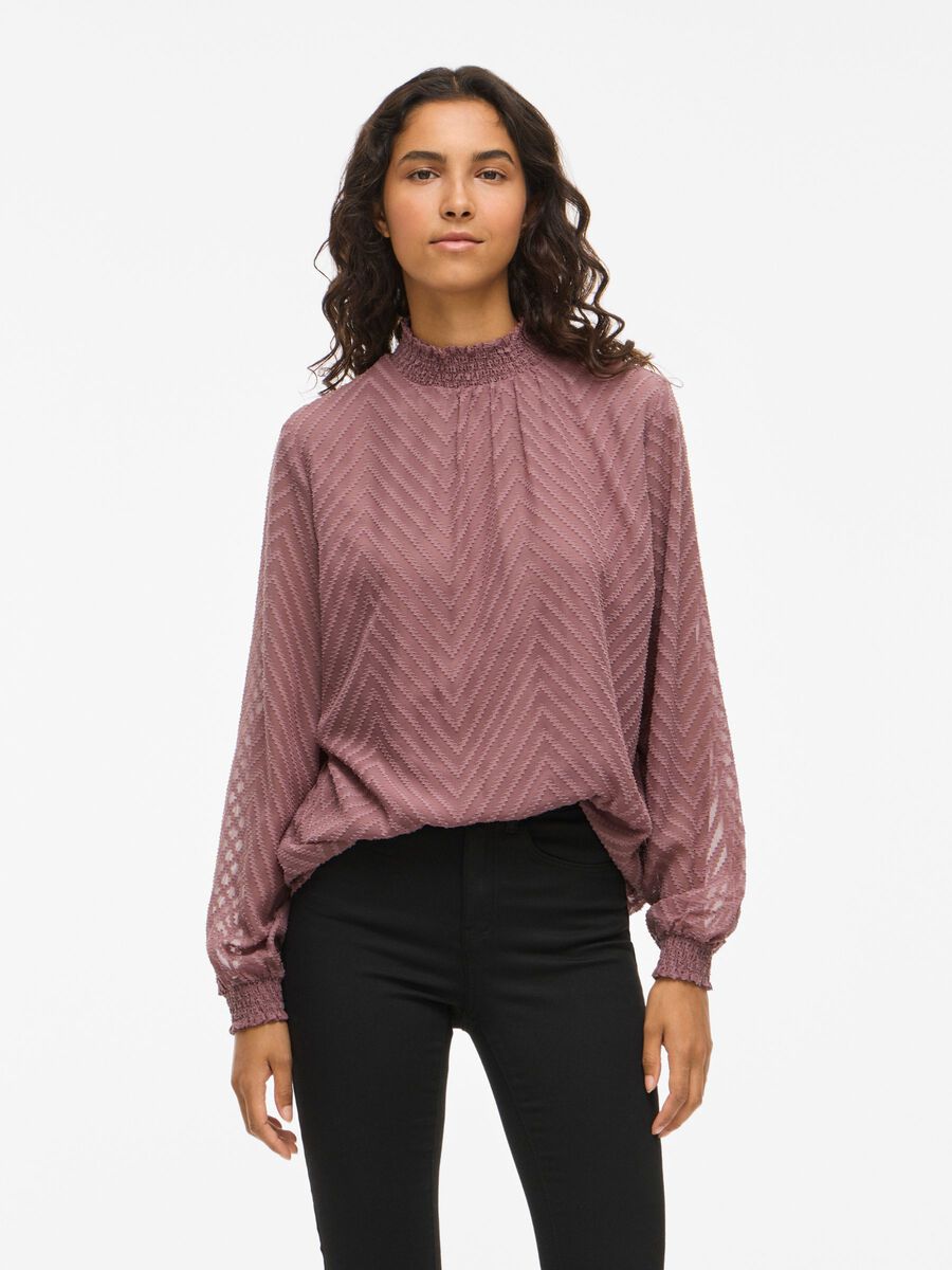 Product carousel image - HØJ HALS LANGÆRMET BLUSE, Rose Brown | 1