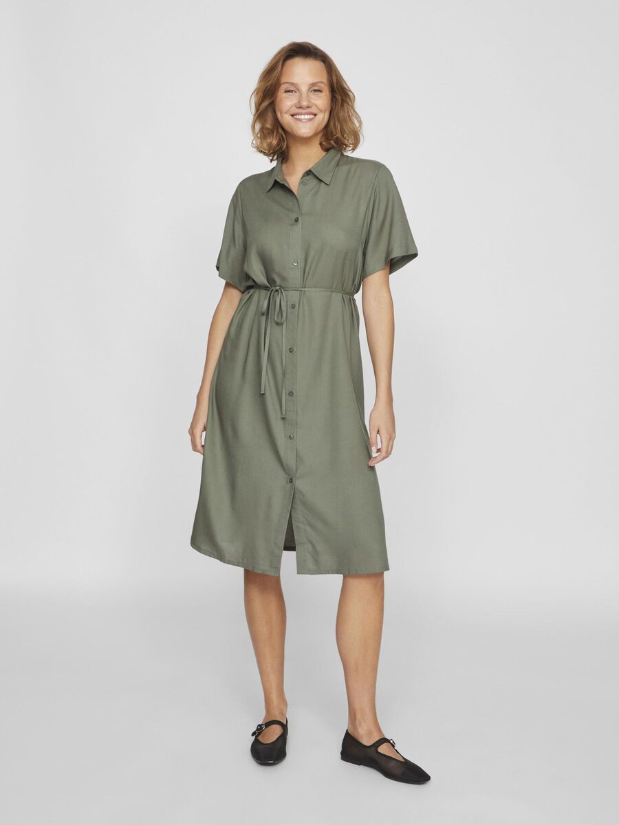 VILA VIRAGNA SHORT SLEEVED  SHIRT DRESS, Laurel Wreath, highres - 14103249_LaurelWreath_003.jpg