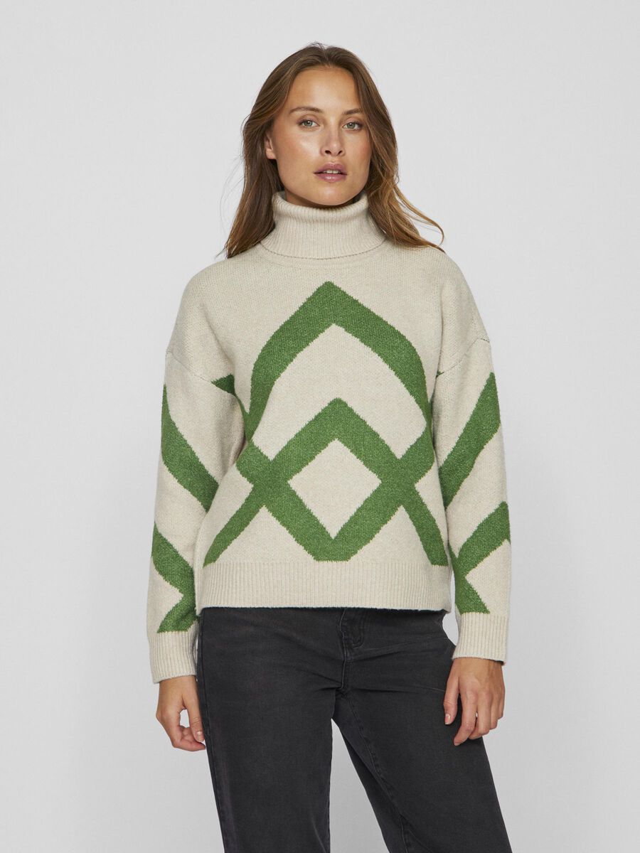 VILA TURTLENECK KNITTED PULLOVER, Birch, highres - 14102515_Birch_1164682_003.jpg