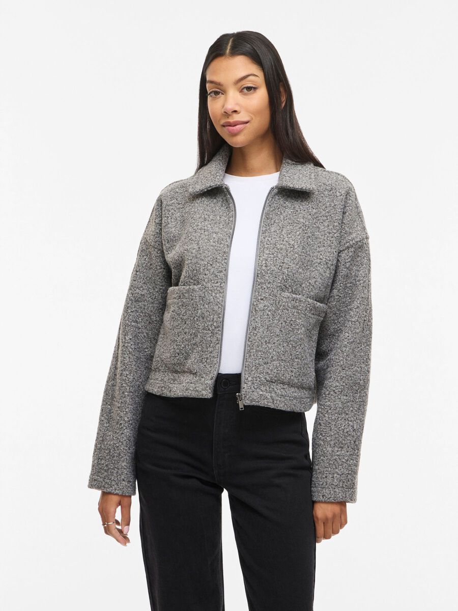 Product carousel image - VIJADAS ZIPPER JACKET, Medium Grey Melange | 1