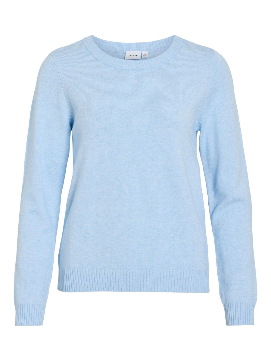 VILA VIRIL ROUND NECK KNITTED PULLOVER, Kentucky Blue, highres - 14054177_KentuckyBlue_714851_001.jpg