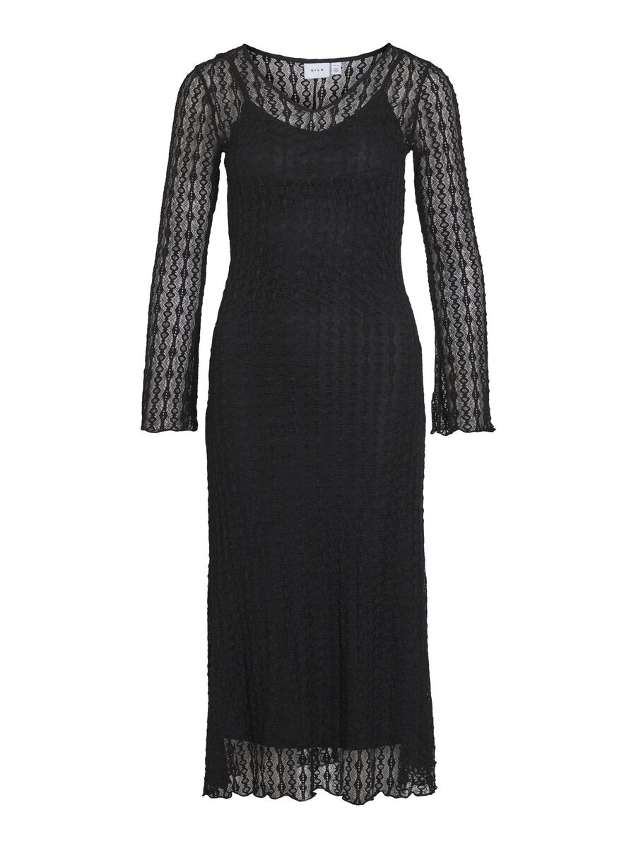 VILA À MANCHES LONGUES ROBE MI-LONGUE, Black, highres - 14108865_Black_001.jpg