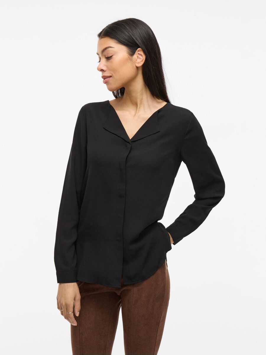 VILA VILUCY HIGH LOW SHIRT, Black, highres - 14044253_Black_003.jpg