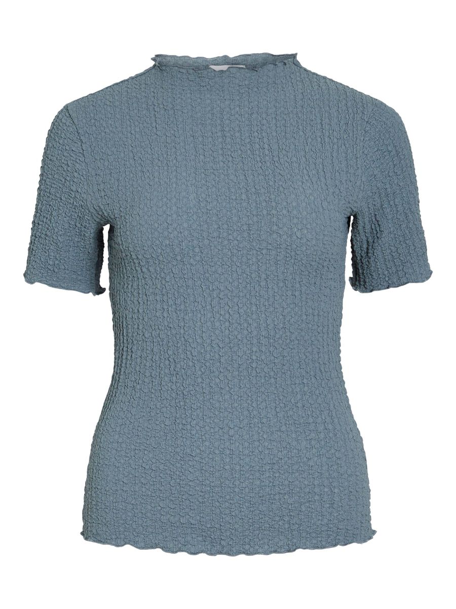VILA VIMALMEN HIGH NECK SHORT SLEEVED TOP, Coronet Blue, highres - 14112683_CoronetBlue_001.jpg