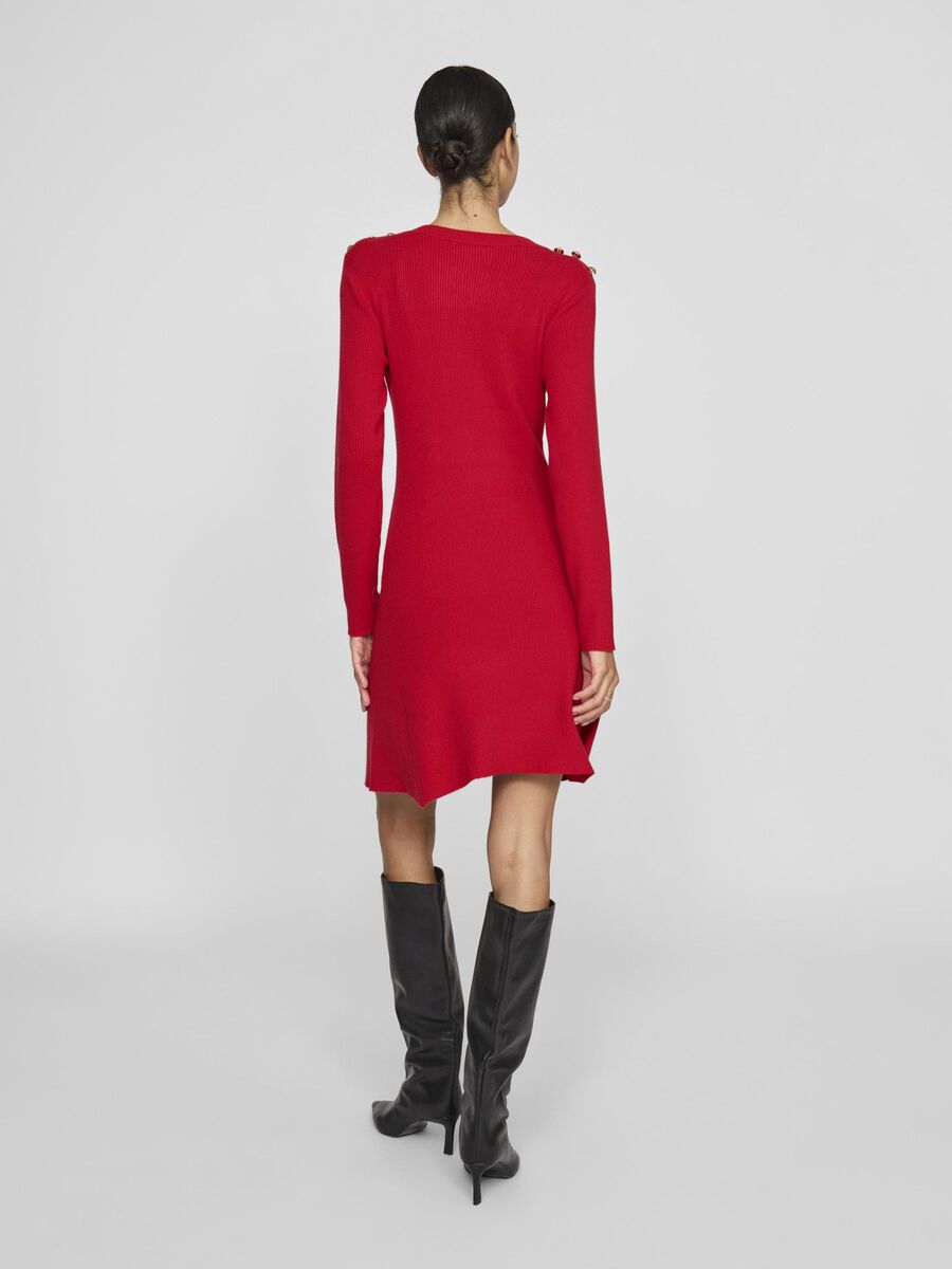 VILA LONG SLEEVED SHORT DRESS, Racing Red, highres - 14107491_RacingRed_004.jpg