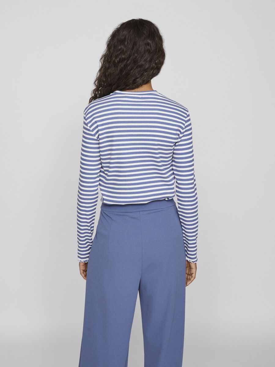 VILA VITHESSA RIBBED LONG SLEEVED TOP, Bijou Blue, highres - 14084649_BijouBlue_1040668_004.jpg