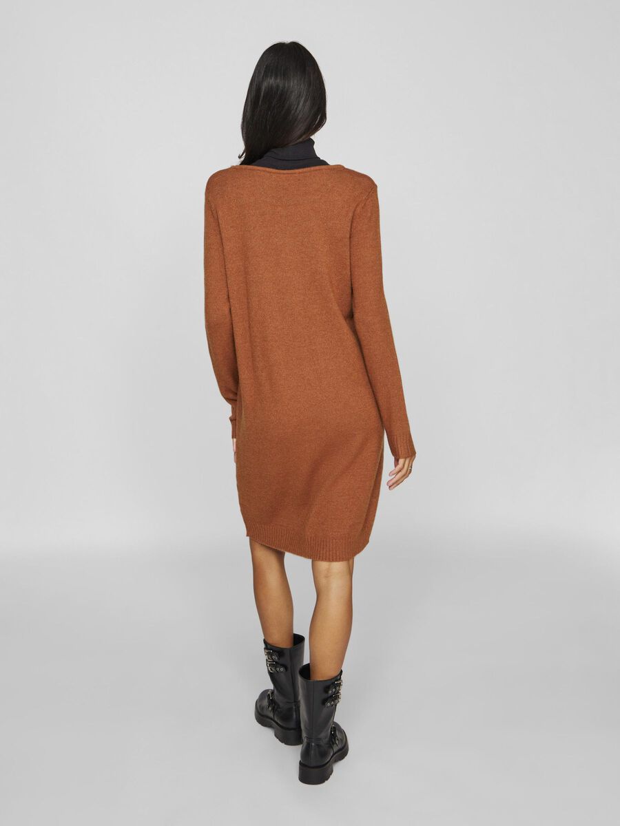 VILA LONG SLEEVED KNITTED DRESS, Argan Oil, highres - 14042768_ArganOil_958791_004.jpg