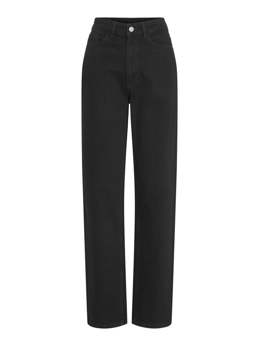 VILA VIKELLY, KORKEAVYÖTÄRÖISET SUORALAHKEISET FARKUT, Black Denim, highres - 14084730_BlackDenim_1130246_001.jpg